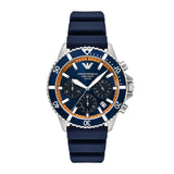 Emporio Armani World Explorer Solar Blue & Orange Dial Blue Silicon Strap 43mm Watch AR11696