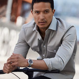 Citizen Arezzo Eco Drive Silver Steel Black Dial 40mm Watch AW1690-51E