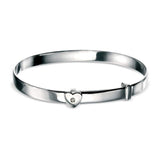 Sterling Silver Baby Heart Motif Expandable Diamond Bangle