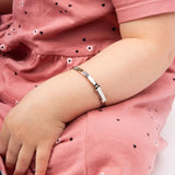 Sterling Silver Baby Heart Motif Expandable Diamond Bangle