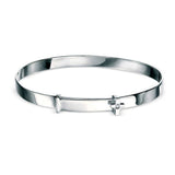 Sterling Silver Baby Cross Motif Expandable Diamond Bangle