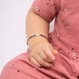 Sterling Silver Baby Cross Motif Expandable Diamond Bangle