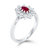 18ct White Gold Diamond and Oval Sapphire / Emerald / Ruby Ring