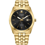 Citizen Eco-Drive Corse Gold Tone Steel Black Dial 40mm Watch BM7333-85E