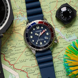 Citizen Promaster Diver Automatic Silver Steel Blue Polyurethane Strap 44mm Watch BN0168-06L