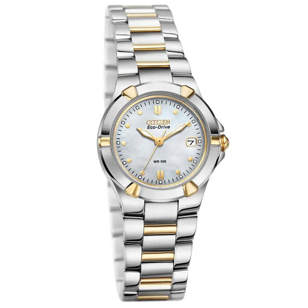 Citizen Riva Eco Drive Two Tone Steel Mother of Pearl Dial 26mm Ladies Watch EW1534-57D
