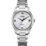 Citizen Arezzo Eco Drive Silver Steel Diamond Dail 32mm Ladies Watch EM0870-58A