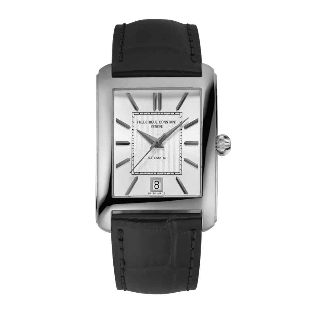 Frederique Constant Classics Automatic Rectangular Black Leather Watch Bannon Jewellers