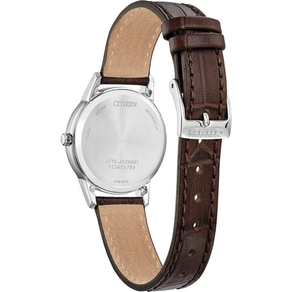 Citizen Eco Drive Silver Dial Brown Leather 30mm Watch FE1087-28A