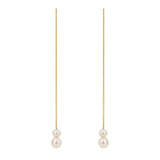 9ct Gold Cultured Pearl Chain Thread Drop Earrings