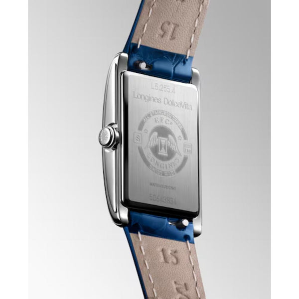 Longines DolceVita Quartz 20.80mm x 32mm Blue Leather Silver Dial Ladies Watch L52554717