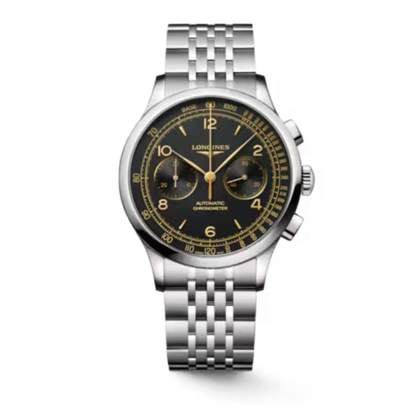 Longines Record Automatic Silver Steel Black Matt Dial 40mm Watch L29214566