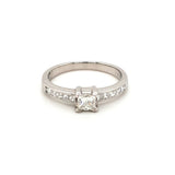 Platinum Princess Cut Diamond Shoulders Ring