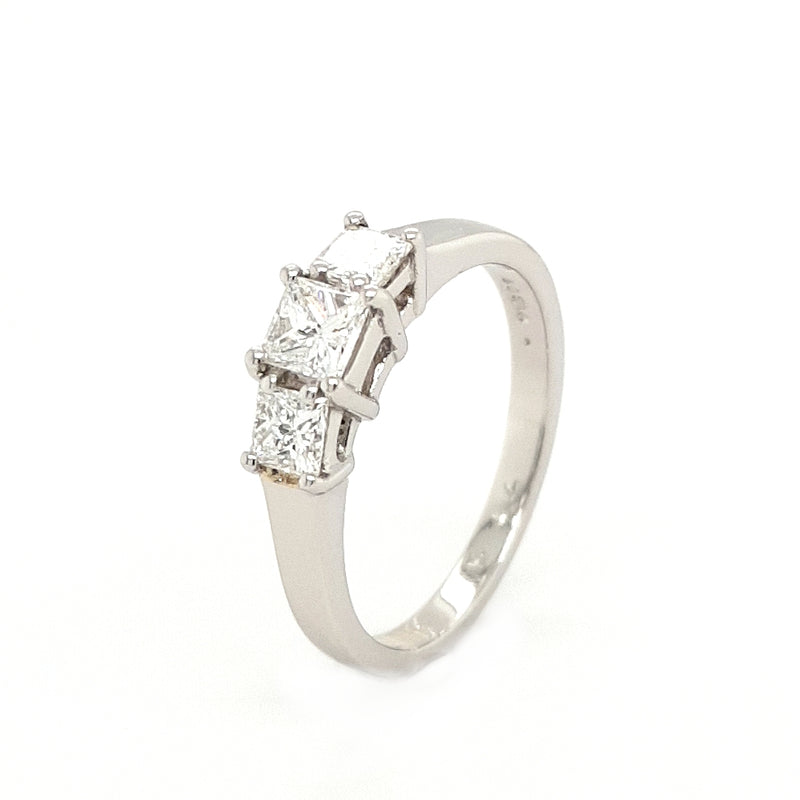 Platinum Princess Cut Three Stone 0.75ct Engagement Ring