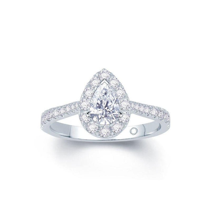 Platinum Pear Diamond Halo Engagement Ring
