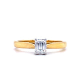 18ct Gold Emerald Cut Solitaire Diamond Ring