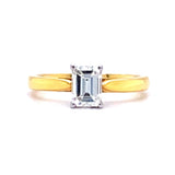 18ct Gold Emerald Cut Solitaire Diamond Ring