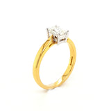 18ct Gold Emerald Cut Solitaire Diamond Ring
