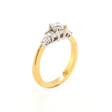 18ct Gold Round and Emerald Cut Diamond Ring