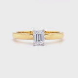 18ct Gold Emerald Cut Solitaire Diamond Ring
