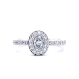 18ct White Gold Oval Halo Diamond Ring