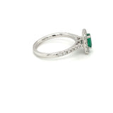 18ct White Gold Diamond & Emerald Cluster Ring