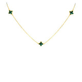 9ct Gold 3 Malachite Petals Necklace