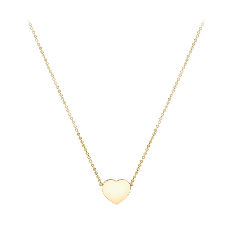 9ct Gold Plain Heart Disc Necklace