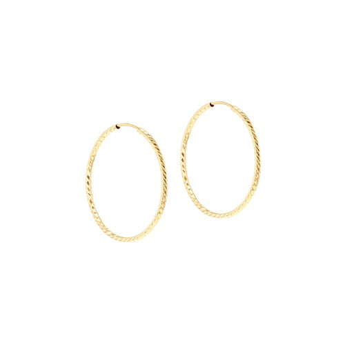 9ct Gold 1.5mm x 30mm Creole Hoop Earrings