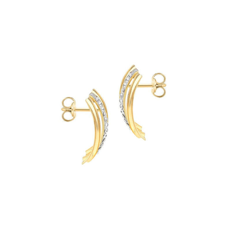 9ct Gold CZ 3 Row Earrings