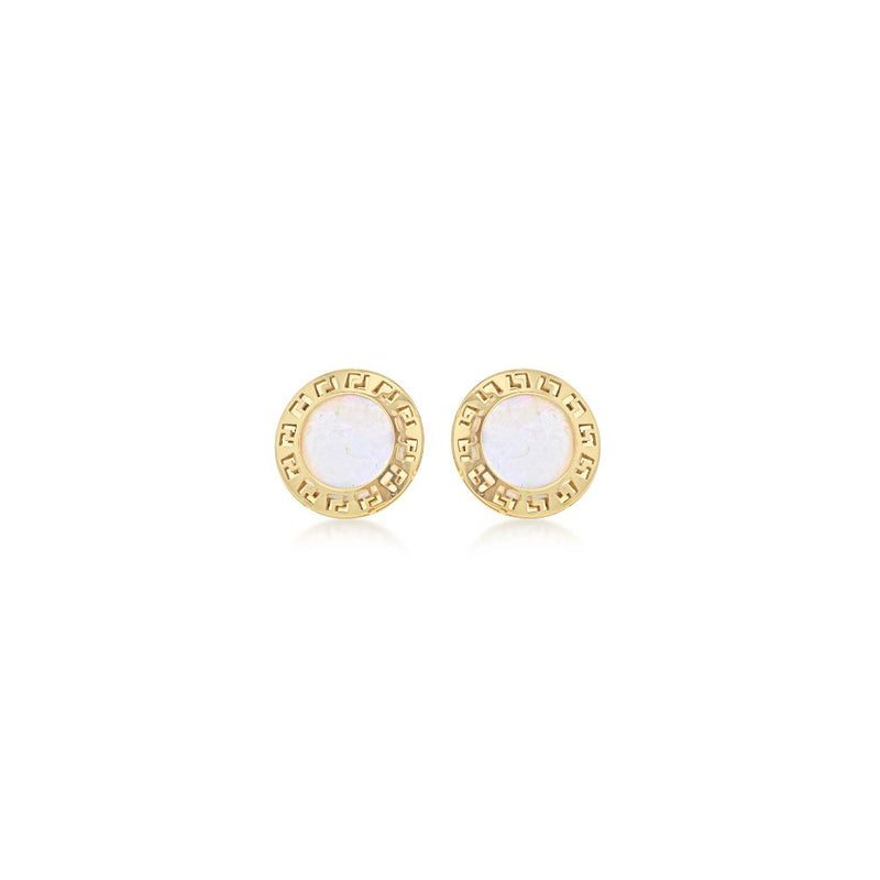 9ct Gold Mother of Pearl Round Stud Earrings