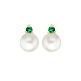 9ct Gold Freshwater Pearls with Round Cubic Zirconia Stud Earrings