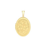 9ct Gold 16mm Oval Flower Locket