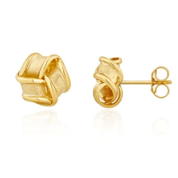 9ct Gold 10mm Ribbon Knot Stud Earrings