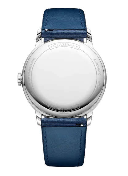 Baume et Mercier Classima 10608 Quartz Grey Dial Blue Canvas 42mm Watch M0A10608