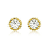 9ct Gold Round CZ Halo Earrings