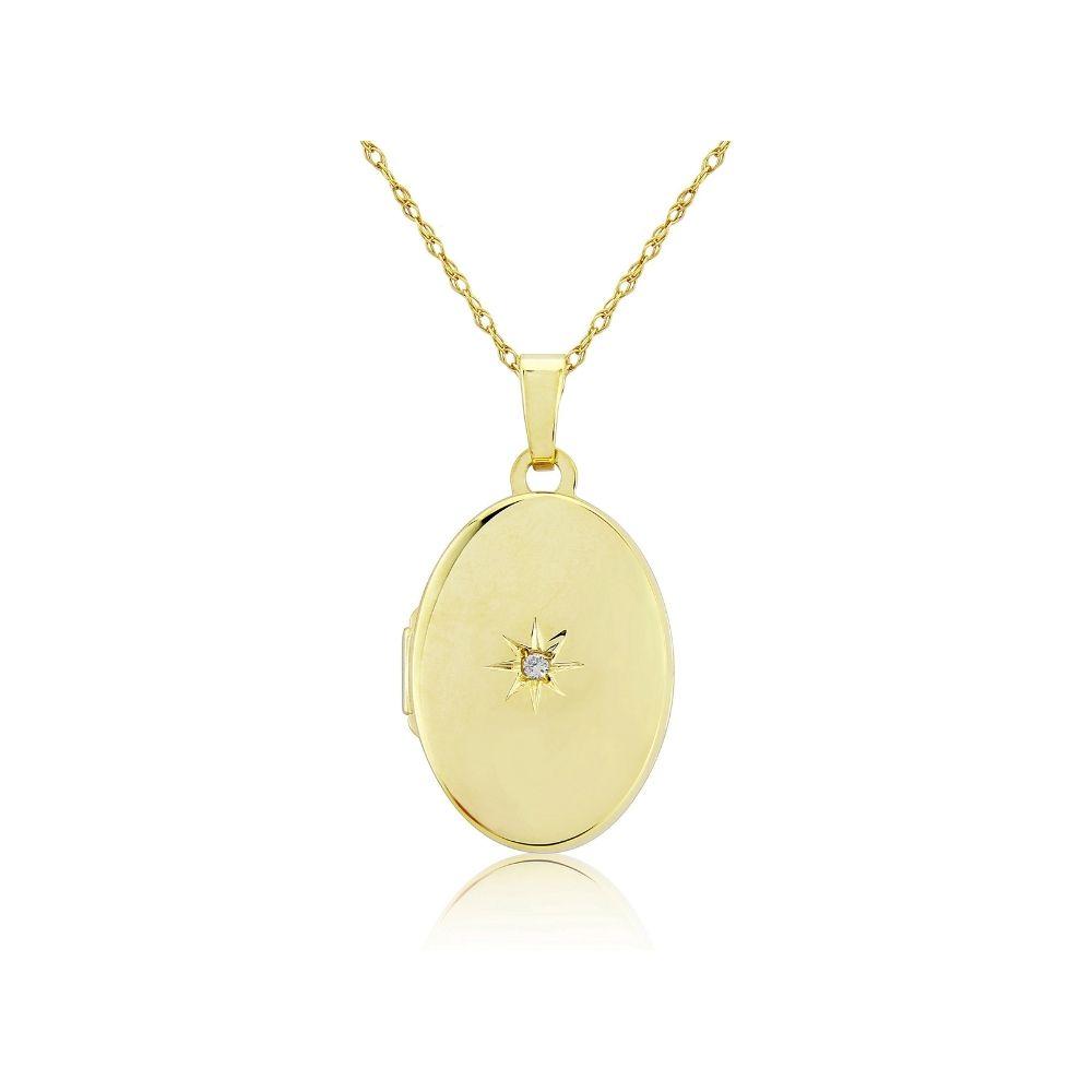9ct Gold Oval Diamond Locket Necklace Bannon Jewellers
