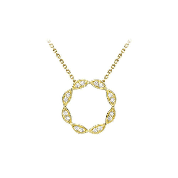 9ct Gold CZ Twist Circle Necklace