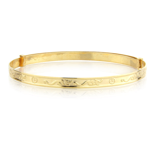 9ct Gold 3mm Patterned Expandable Child's Bangle