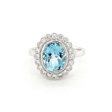 18ct White Gold Aquamarine and Diamond Ring