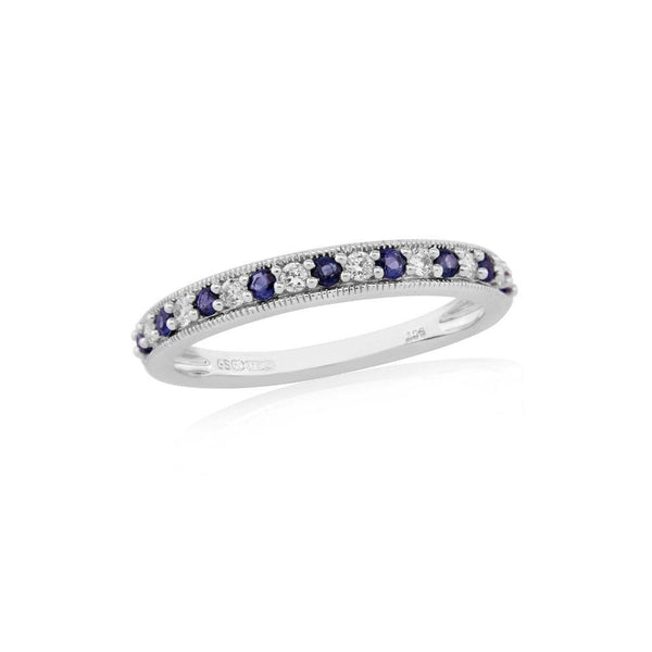 9ct White Gold Sapphire and Diamond Half Eternity Ring