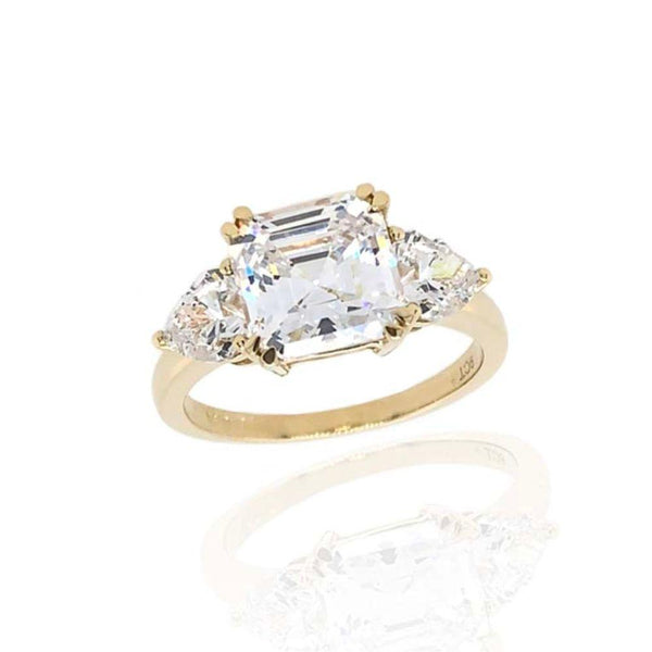 9ct Gold Cushion and Heart Cut Cubic Zirconia Ring