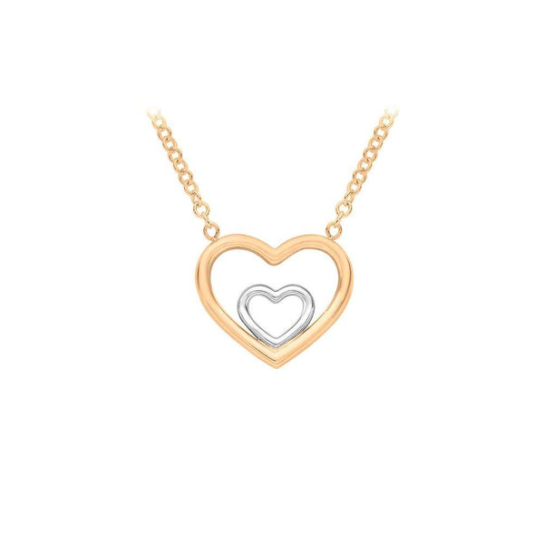 9ct Gold Two-Tone Double Heart Necklace