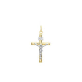 9ct Two Colour Gold 15mm x 26mm Crucifix Pendant