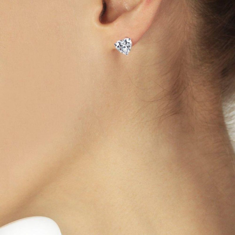 Carat London 9ct White Gold Heart Stud Earrings