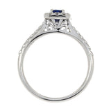 18ct White Gold 0.72ct Sapphire & 0.37ct Cluster Diamond Engagement Ring