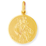 9ct Gold 22mm Round St. Christopher Medallion Pendant