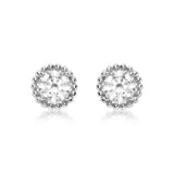9ct White Gold CZ Halo Stud Earrings