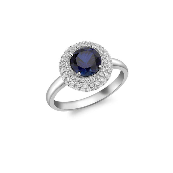 9ct White Gold CZ Blue Cluster Ring