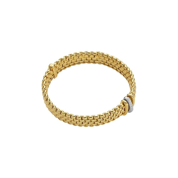 FOPE Panorama Flex'it 18ct Yellow Gold with White Gold and Dimaond Bracelet 587B_BBR_GB
